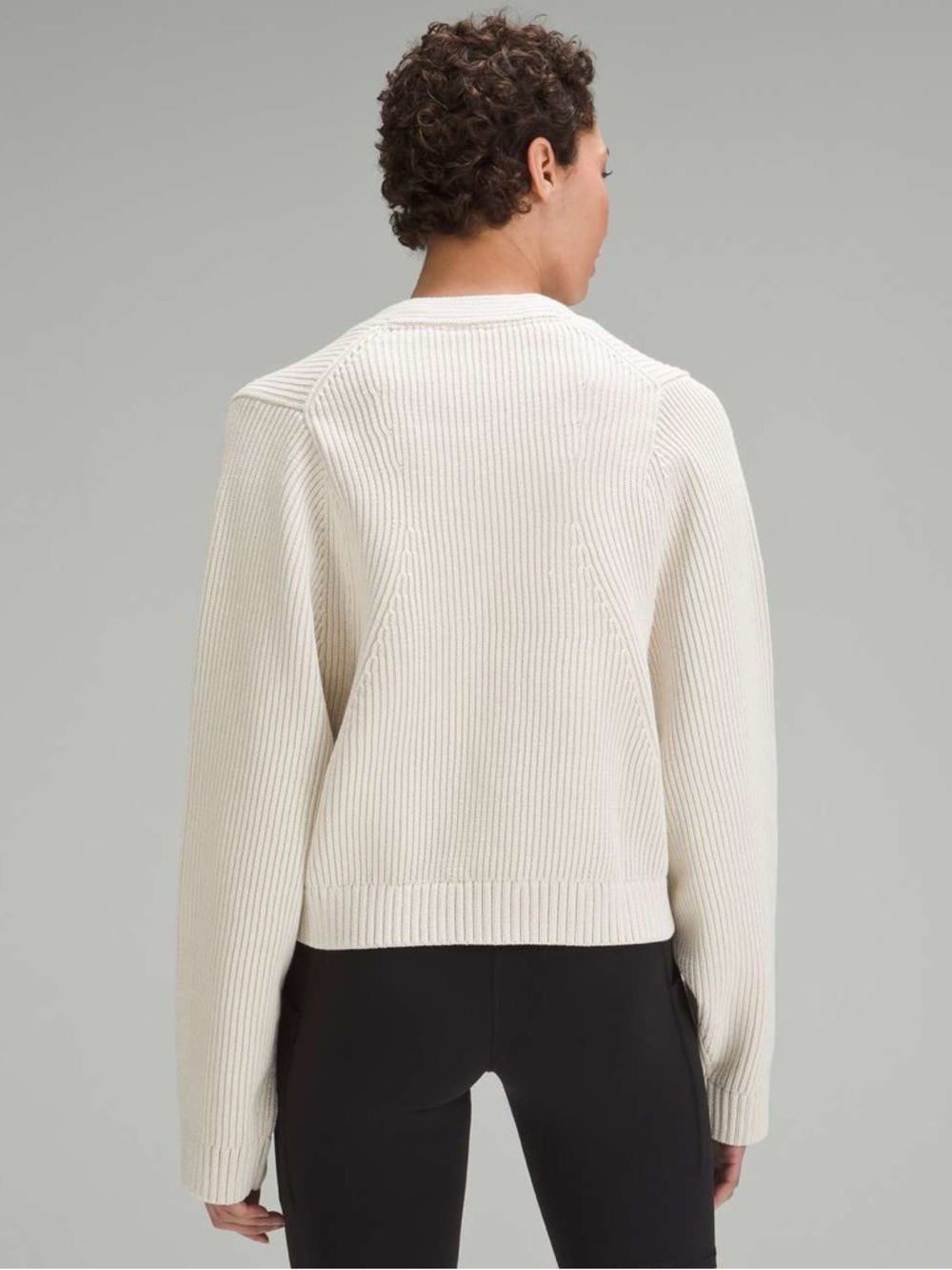 Lululemon Cotton-Blend Crewneck Cardigan L/XL Bone - Picture 8 of 10